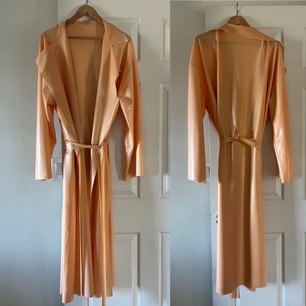 Latex Trench Coat in apricot color one size